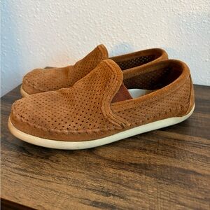Minnetonka Pacific Perforated Suede Slip On Shoes